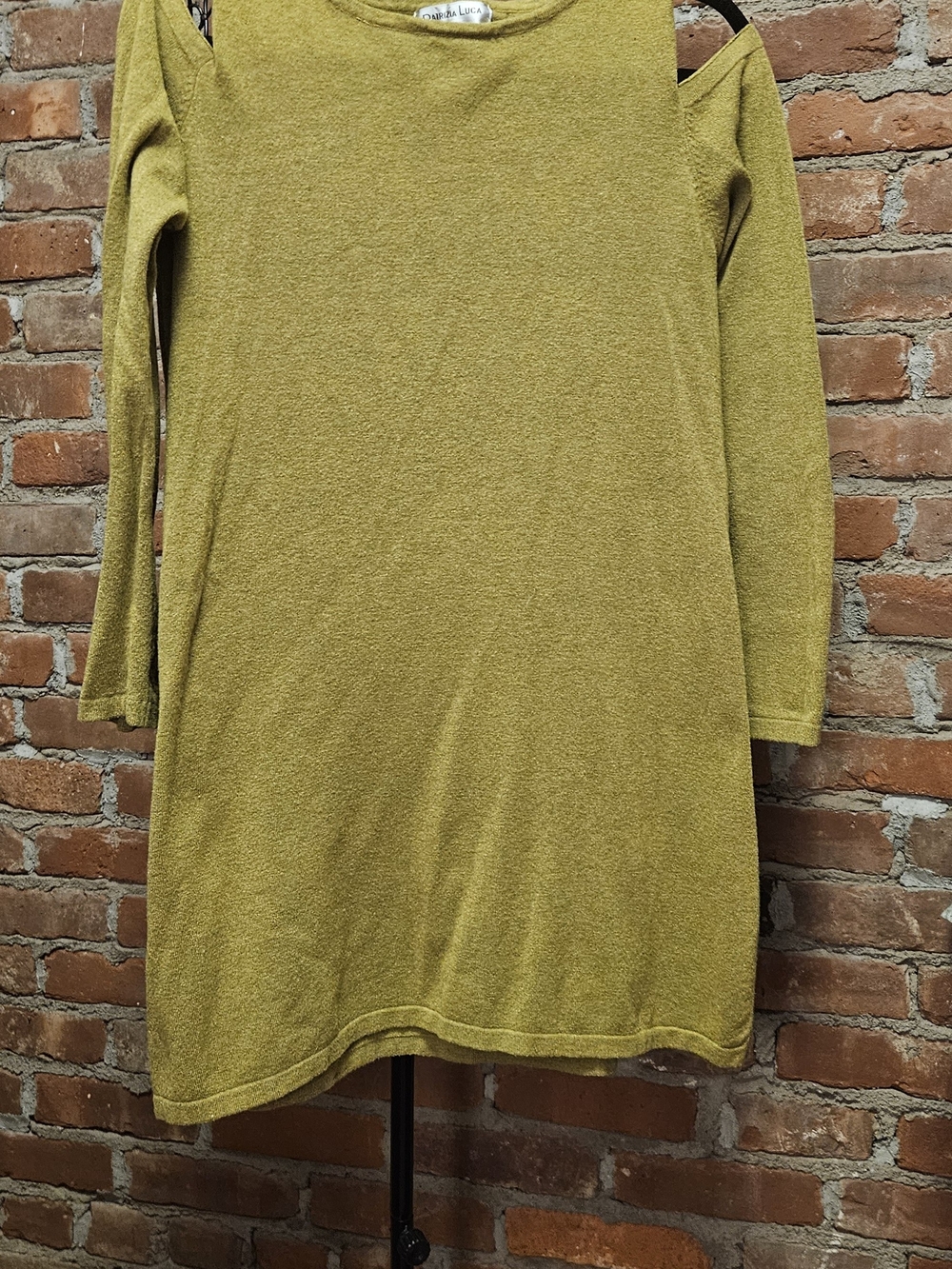 Patrizia Luca Milano Olive-Green Cold Shoulder Sweater Tunic